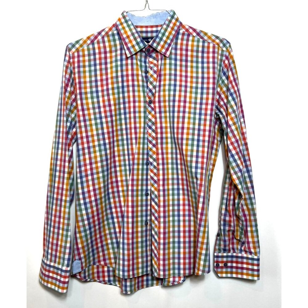 Stone Rose Multicolor Checked Plaid Button Down Size 4 / Large Contrast Cuffs